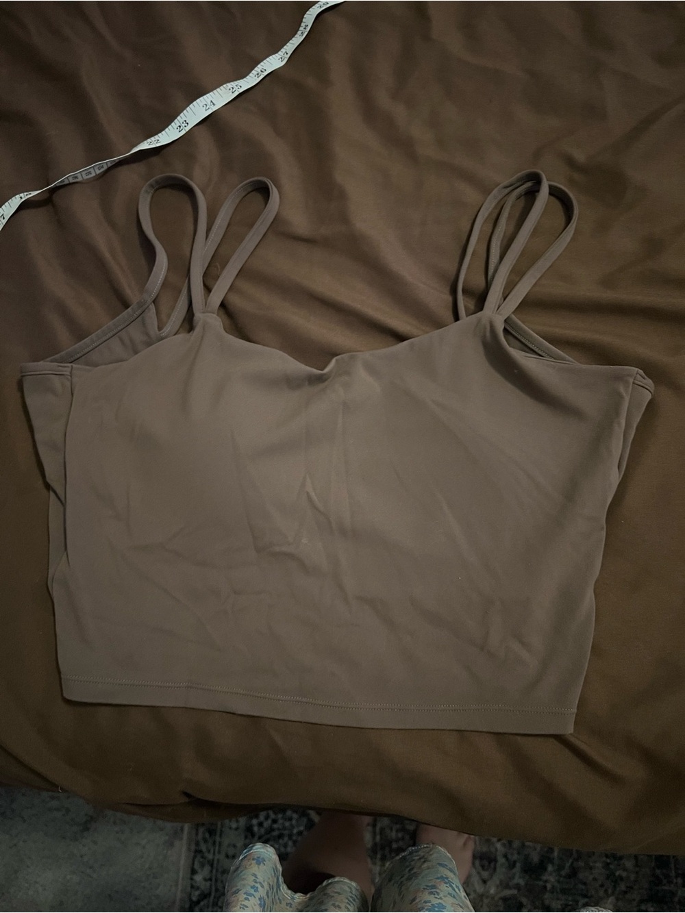 Seamless Double-Strap Cropped Tanki Top - sports bra in brown